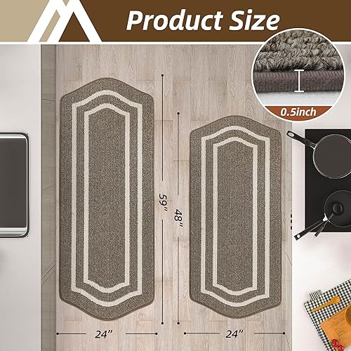 Miniatura 7 de COSY HOMEER Tapetes largos de cocina para el frente del fregadero, alfombras y tapetes de cocina súper absorbentes, de 24 x 48 pulgadas + 24 x 59