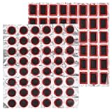 Bruislard 96Pcs Tube Patches Bike Bicycle Tire Patch Outdoor Cycling Bicycle Tire Tool Rubber Puncture Repair Patch Included Round Square for Road Mountain Bikes Motorcycle (Without Glue)