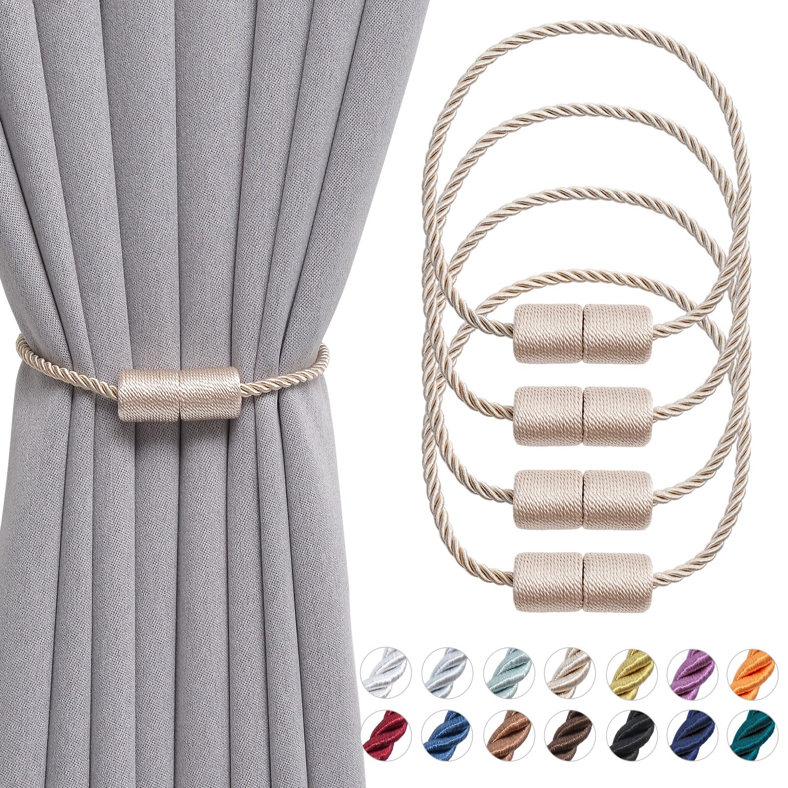 Fermatenda Magnetici Decorativi In Corda Fatta A Mano - Grigio - 2 Pezzi - Forti E Senza Fori