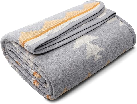ACUSHLA Manta de Lana Merina, Suave, cálida, Gruesa, Lavable, para Cama, sofá, Camping, Viajes, Coche, para Todas Las Estaciones, Color Gris marroquí, 63 x 51 Pulgadas