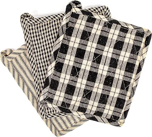 Miniatura 3 de Juego de 3 soportes para ollas - Almohadillas calientes para cocina de 7 x 8.5 pulgadas, color negro antiguo