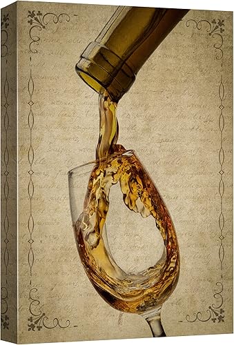 wall26 Lienzo impreso para pared, diseño retro, vintage, vino blanco para verter bebidas y cócteles, alcohol, arte digital, arte moderno,