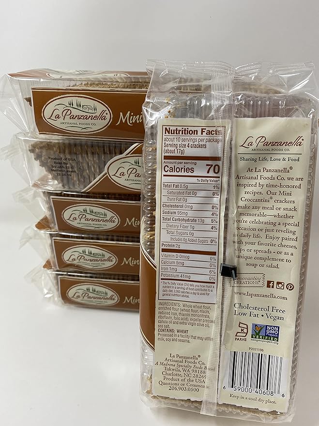 Pack de 6 Crackers Artesanales Mini Croccantini Integrales 6 oz miniatura 3