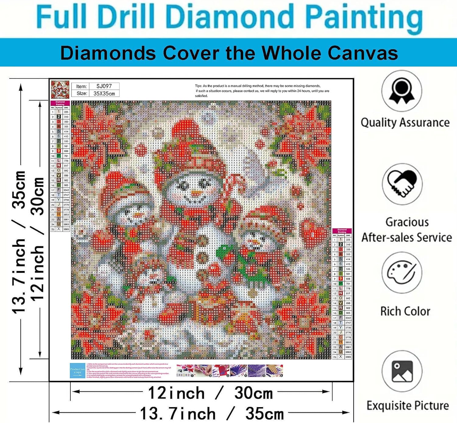 SJDIYSTORE Winter Snowman Diamond Art Kits for Adults,5D Full Round Drill Diamond Painting Kits for Adult Beginners Red Snowman Family,DIY Gem Art Crafts Paint by Diamonds,Home Wall Decor13.7X13.7Inch image 5