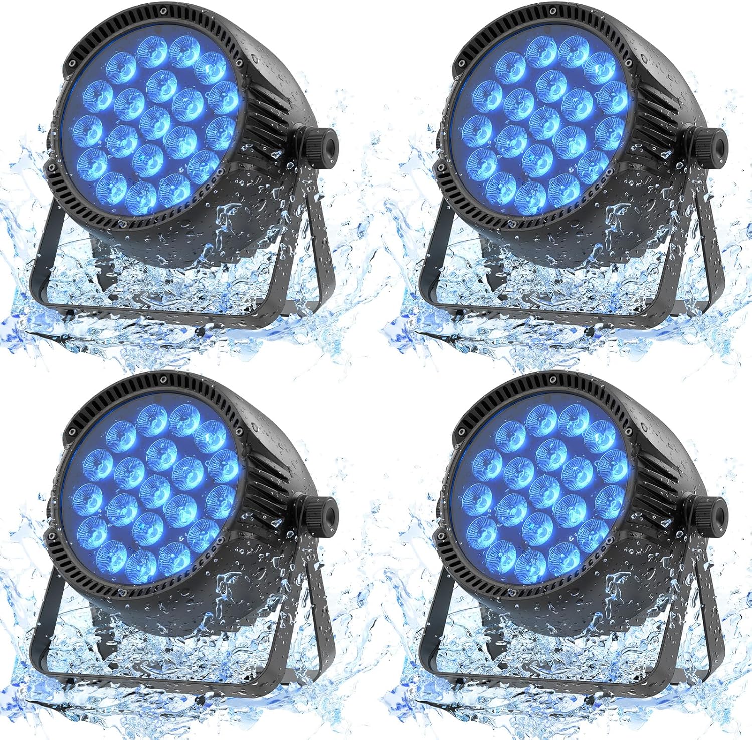 IP65 Waterproof Par Light, 250W RGBW LED Outdoor Stage Light, Uplights Wash/Strobe Lights with DMX512 & Sound Activated, Waterproof LED Par for Party Outdoor Backyard Christmas Wedding