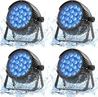 IP65 Waterproof Par Light, 300W RGBW LED Outdoor Stage Light, Uplights Wash/Strobe Lights with DMX512 & Sound Activated, Waterproof LED Par for Party Outdoor Backyard Wedding, 4 Pack