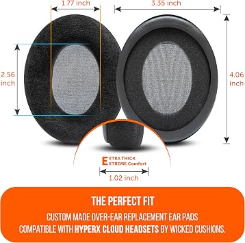 WC StealthZ Cloud - FPS Oriented Earpads for HyperX Cloud Alpha, Cloud 2, Cloud Stinger & More by GadgetryTech & Wicked Cushions | Enhanced Sound Precision & Breathable Comfort | Black