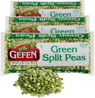 Gefen Green Split Peas 16oz (3-Pack) - All-Natural, Kosher Certified, Protein-Rich for Soups, Stews & Salads