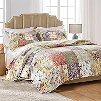Greenland Home Blooming Prairie Reversible 100% Cotton Patchwork Quilt Set Full/Queen 3-Piece Oversized Bedding