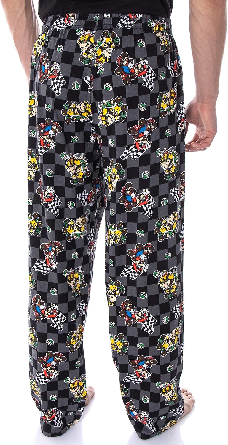 Nintendo Men's Mario Kart Checkered Flag Race Soft Touch Cotton Pajama Pants - Image 4