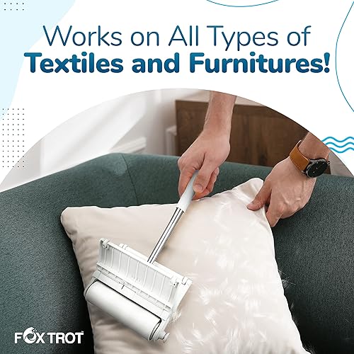 Miniatura 5 de Rodillo de pelusa grande para pelo de mascotas con mango largo, incluye 3 recambios de rodillos de pelusa, rodillo de pelusa para el suelo, rodillo