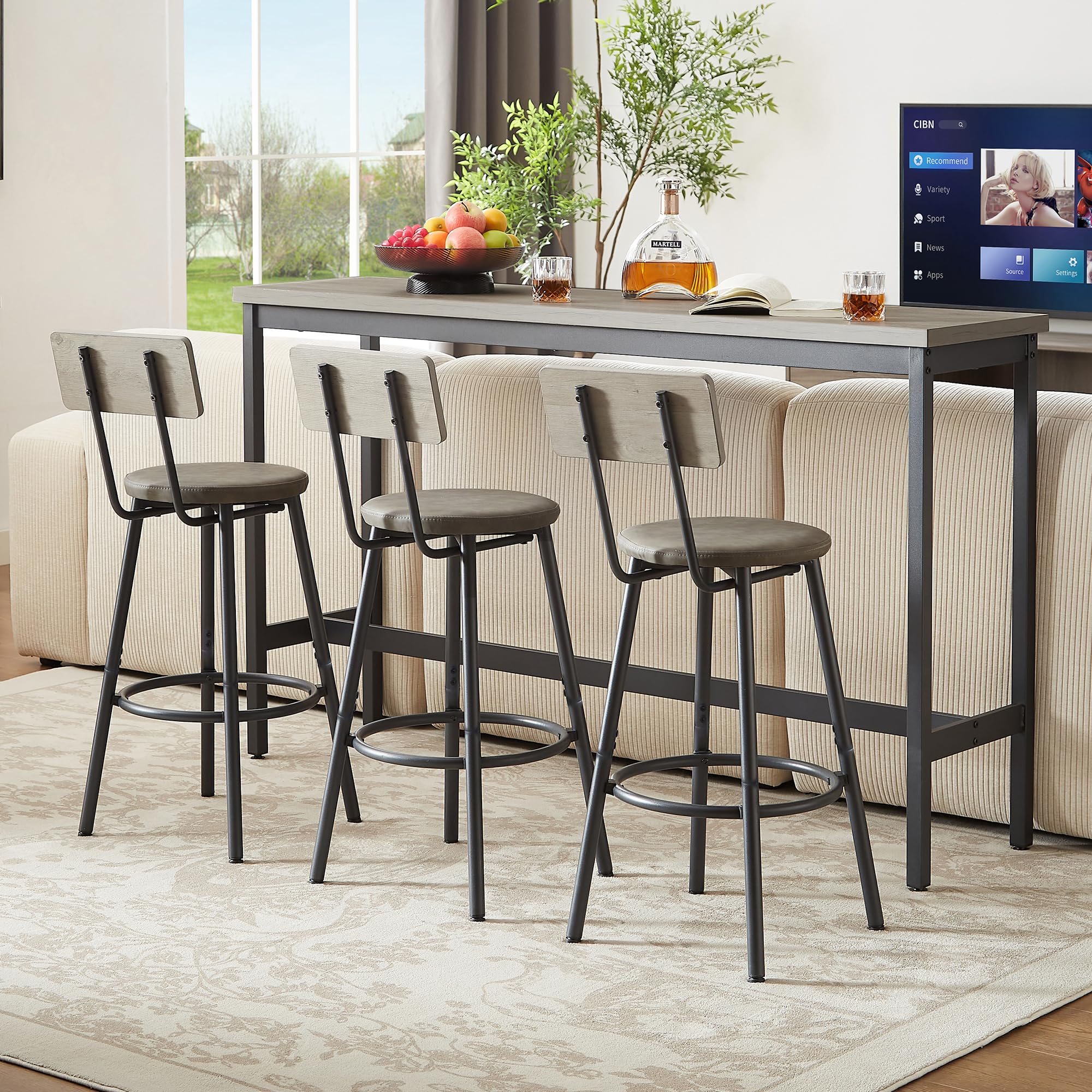 ★ Private Bar Counter Set Rustic Distressed Barndoor Solid Wood White Bar Counter