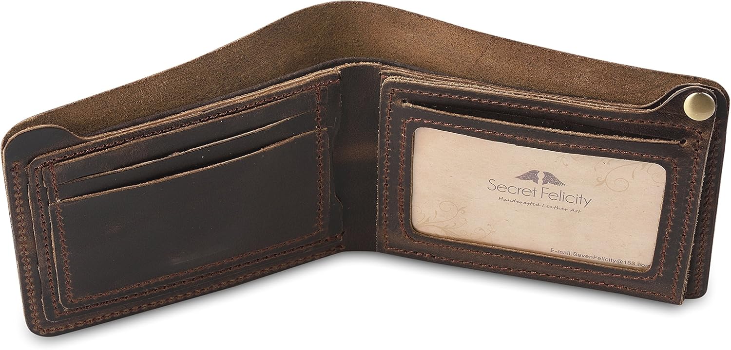 Men’s 100% Genuine Leather Bifold Wallet,Entirely Handmade (SF1001) - Image 4