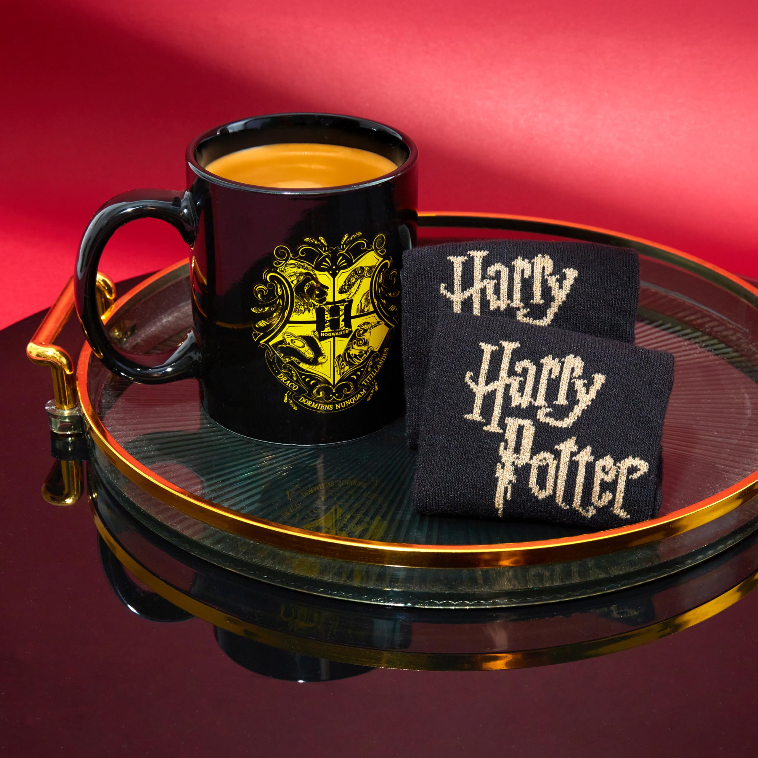 Harry Potter Tazza e Calze Set Regalo Donna 340ml Ceramica Nero