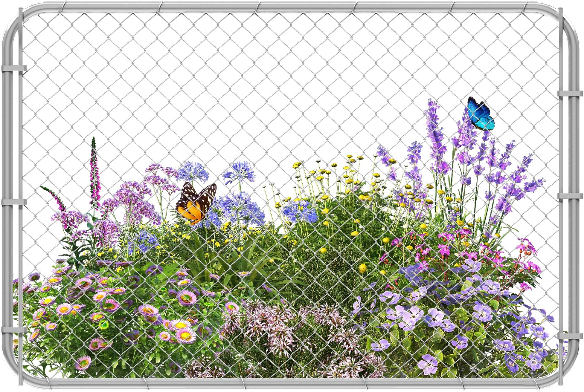 26"-72" W x 4' H Fence Gate Kit, Adjustable Width Chain Link Outdoor Metal Garden Gate, Anti-Rust for Yard and Farm