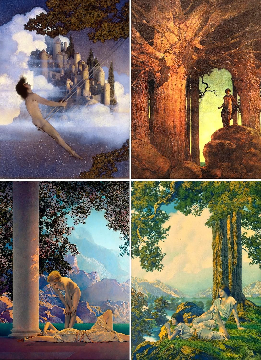 Fridge Magnets ~ Fly Maxfield Parrish ~ Vintage Book Illustration ~ 4pc 3"x4" Flexible Vinyl Decorative Magnets