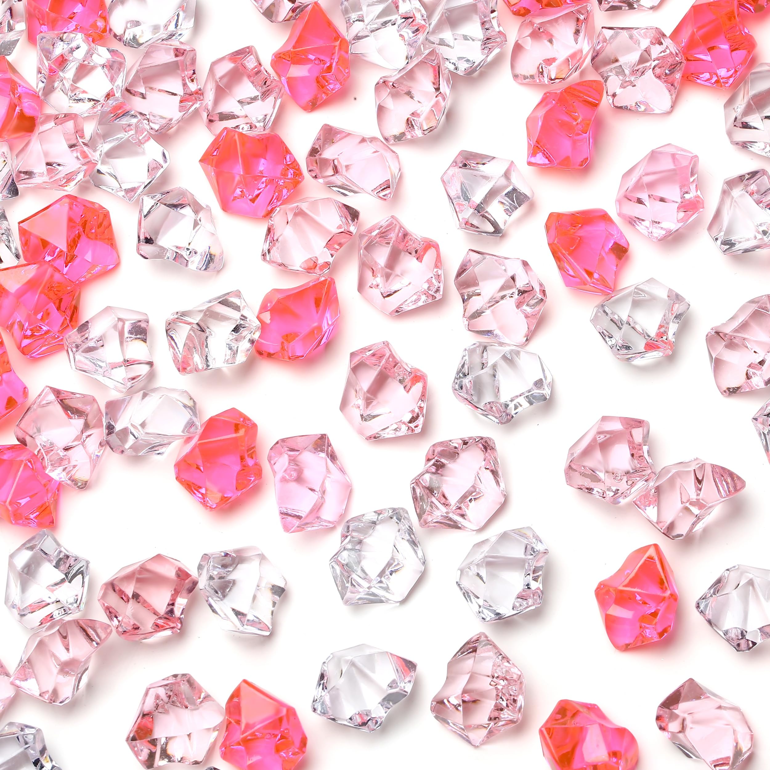 MAIBAOTA 18x25 mm 165 PCS Pink Fake Crushed Ice Rocks Vase Fillers Acrylic Plastic Gems Decorative Stones for Wedding Party Table Centerpieces Scatter Decor and DIY Crafting
