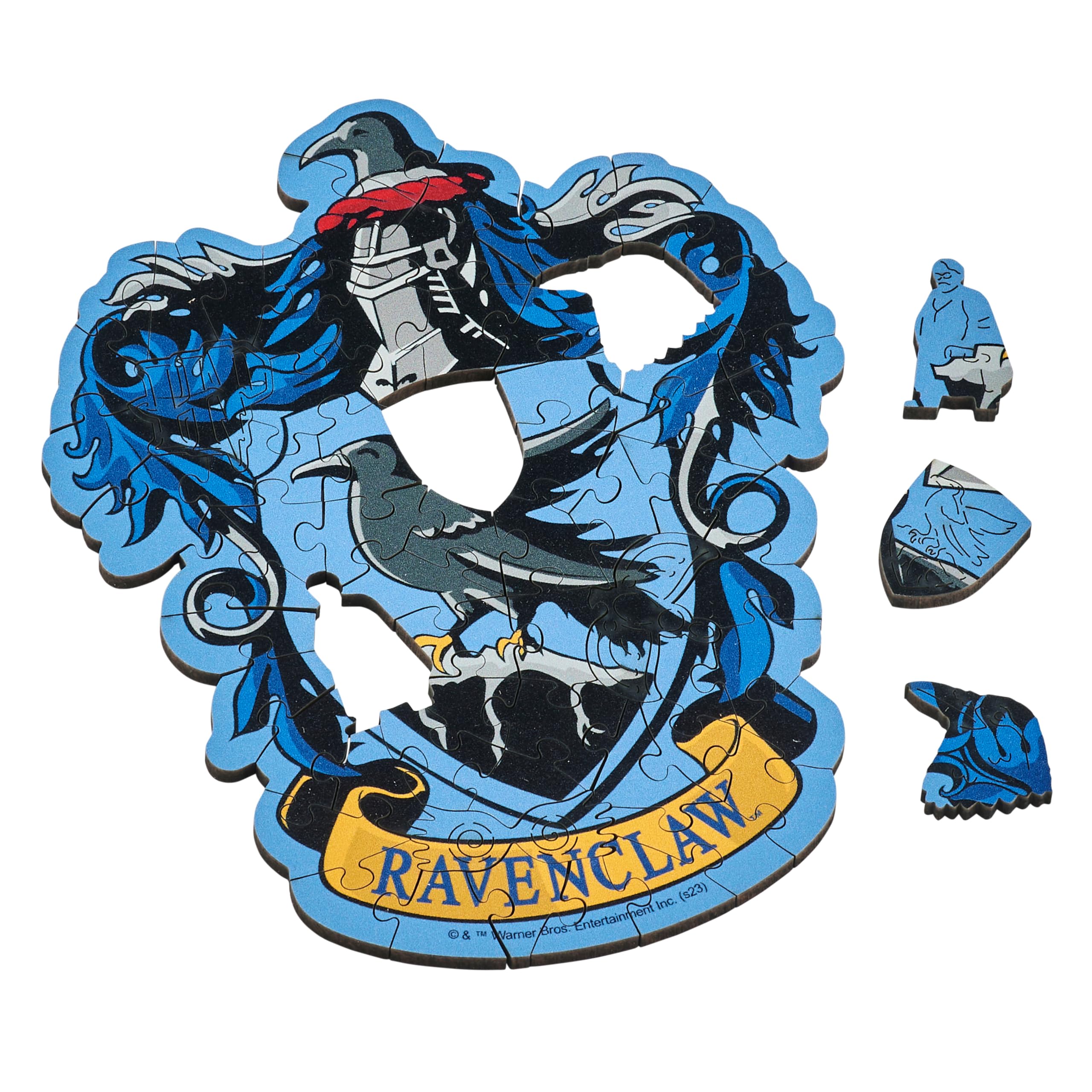Wentworth Wooden Puzzles Harry Potter Ravenclaw House Crest - 65 Pcs Jigsaw Puzzle, Themed Irregular Pieces, Sustainably Sourced Wood and British Made - Official Licensing Partner