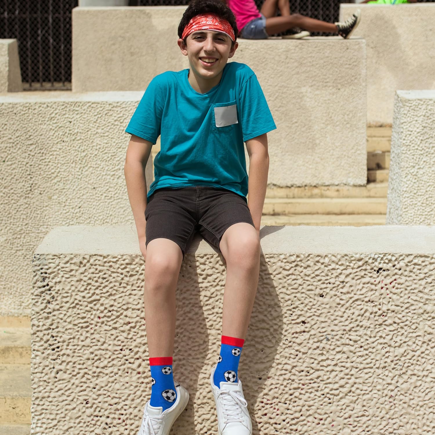 Belloxis Funny Athletic Socks 5 Pcs, Multi-Sport Design (Basketball, Baseball, Soccer, Hockey), Crew Socks for Boys Girl - Image 2