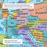 Vista 5 de BrightWay Educational - Juego de mapas desplegables para aulas intermedias de Estados Unidos y mundo [con paneles educativos] Mapas de pared