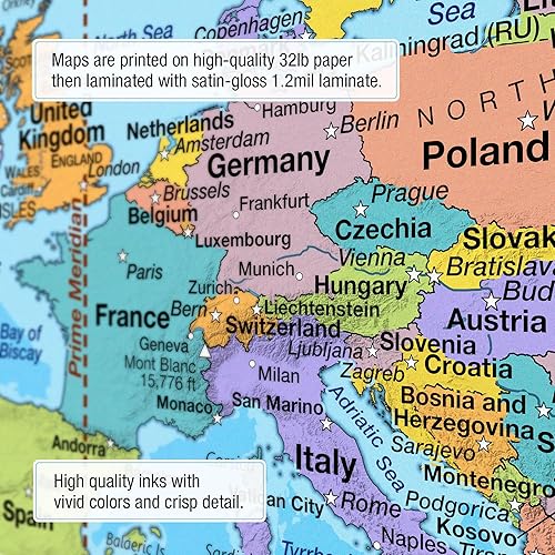 Miniatura 5 de BrightWay Educational - Juego de mapas desplegables para aulas intermedias de Estados Unidos y mundo con paneles educativos  Mapas de pared