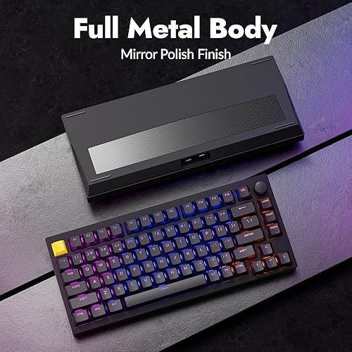 Miniatura 8 de LEMOKEY Teclado mecánico inalámbrico P1 HE 75% para juegos con interruptores magnéticos Gateron de doble riel versión de perilla, QMK 2.4 GHz