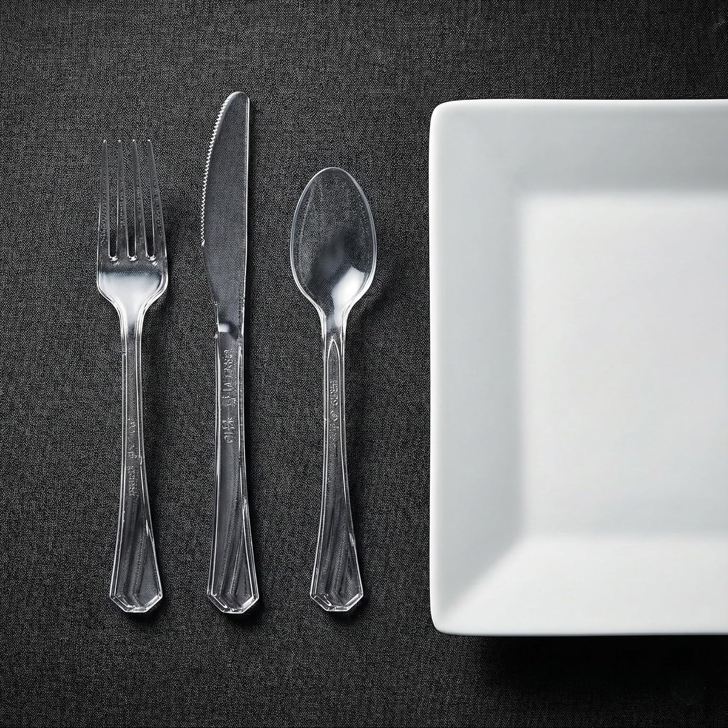 Hanna K. Signature 240 Count Clear Plastic Silverware Set, Heavyweight Elegant Disposable Cutlery Combo, 80 Forks, 80 Spoons, 80 Knives - Image 6