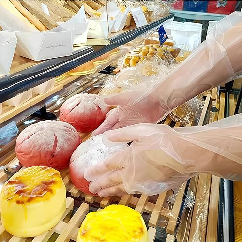 Miniatura 5 de 20 guantes de limpieza desechables grandes, extra largos, guantes impermeables de manga larga de 23.6 pulgadas, adecuados para cocinar en el hogar,