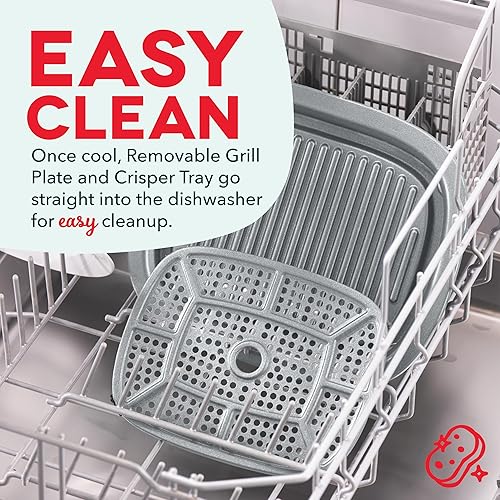 Miniatura 7 de Dash Flip & Fry - Parrilla digital 2 en 1 y freidora de aire - Tiene tecnología AirCrisp - Pantalla táctil digital, placa de parrilla antiadherente