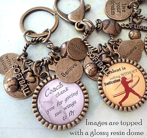 Miniatura 3 de Softball Try to Keep Up Keychain, Backpack Clip or Necklace, Live Your Dream, Believe and Inspire, I Love Softball, Girls, Teens, Great Player Gift