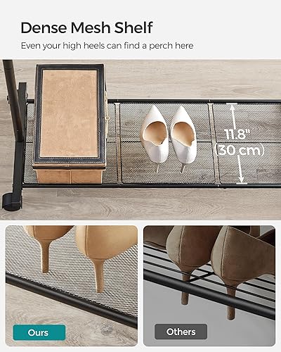 Miniatura 5 de SONGMICS Perchero con ruedas, 35.8 pulgadas de doble barra, perchero para colgar ropa, con estante de almacenamiento de malla densa, capacidad de