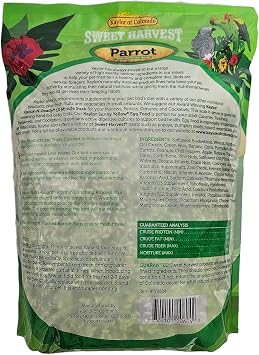 Parrot Bird Food (with Sunflower Seeds), 4 lbs Bag - Seed Mix for a Variety of Parrots