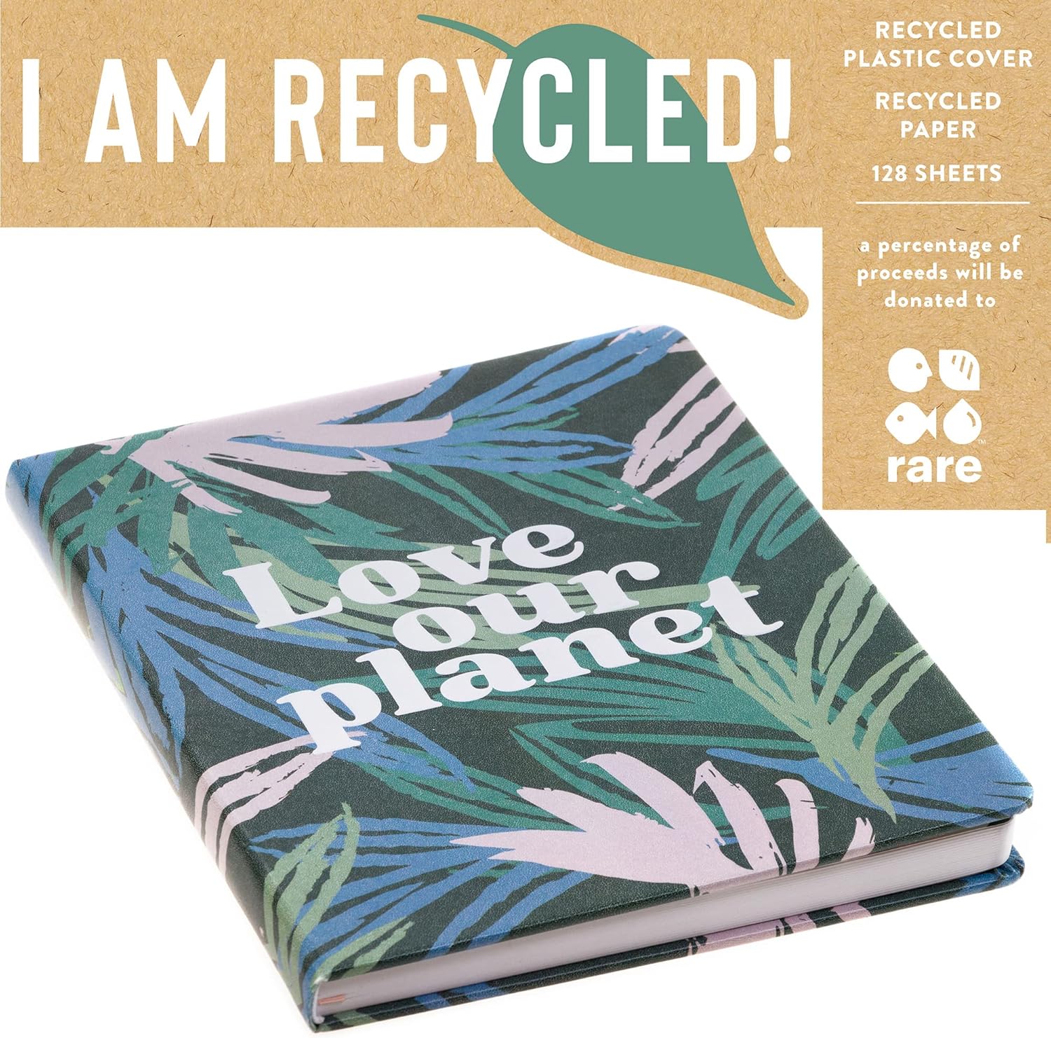 Eccolo Large Recycled Lined Journal Notebook with “Love Our Planet” Embossed Hardcover, 256 Ruled Pages, Eco Friendly with Premium Recycled Paper, (8 x 10 inches)