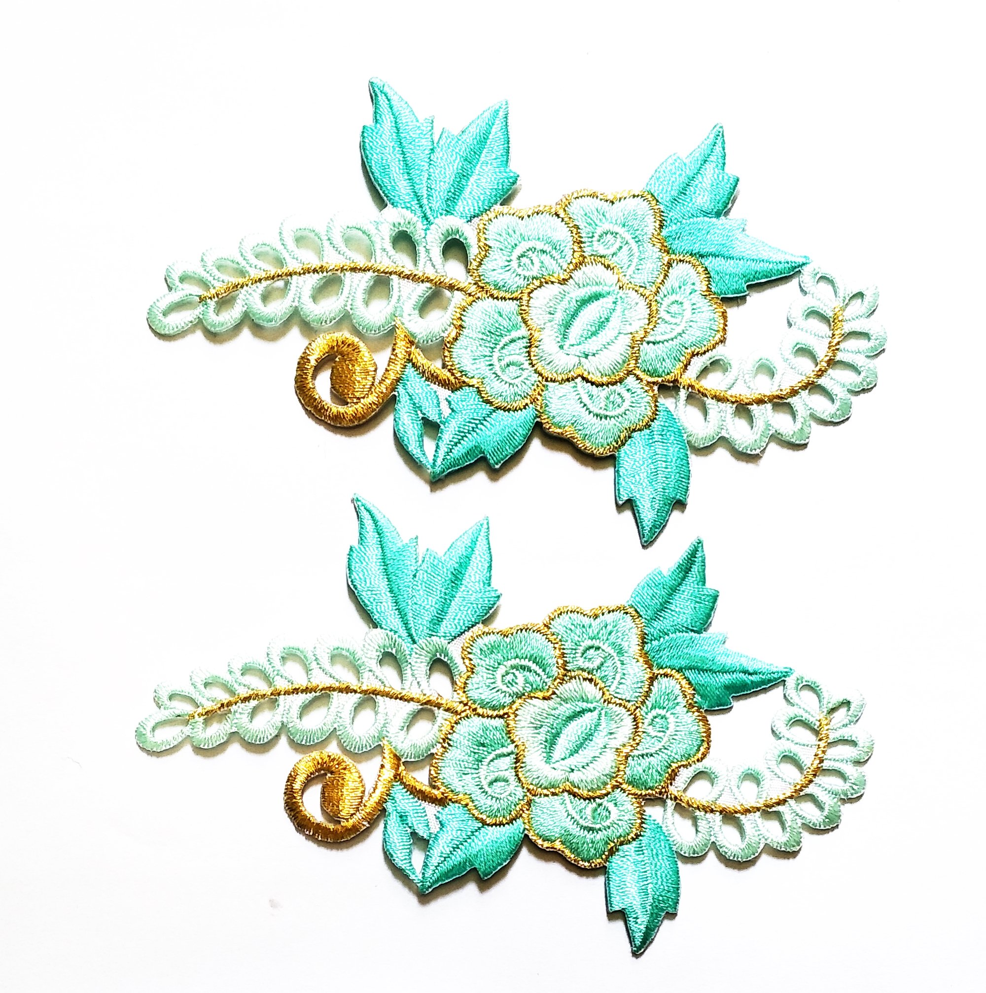 Nipitshop Patches 1 Pair Beautiful Blue Roses Flowers Floral Embroidery Appliques Sew Iron on Patch DIY Embroidered Sew Iron on Patch for Clothes Backpacks T-Shirt Jeans Skirt Vests Scarf Hat Bag