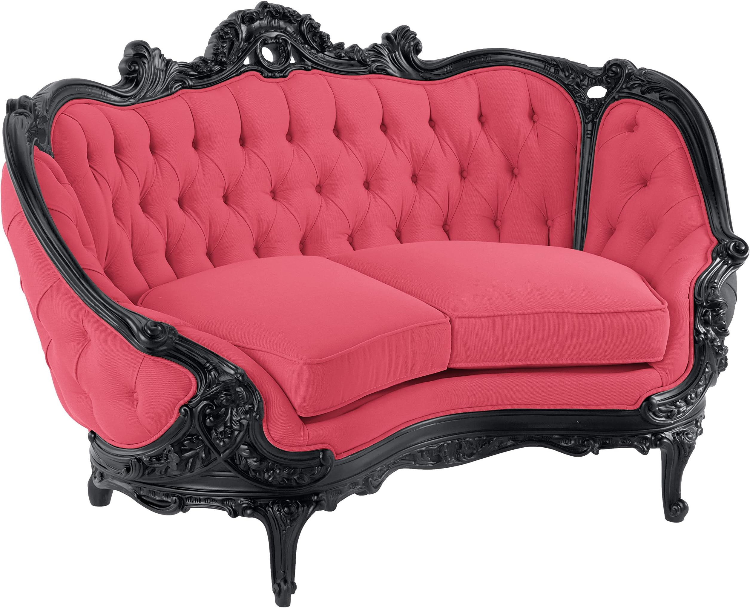 Loveseat With Canvas Hot Pink Upholstery Onix Black Finish