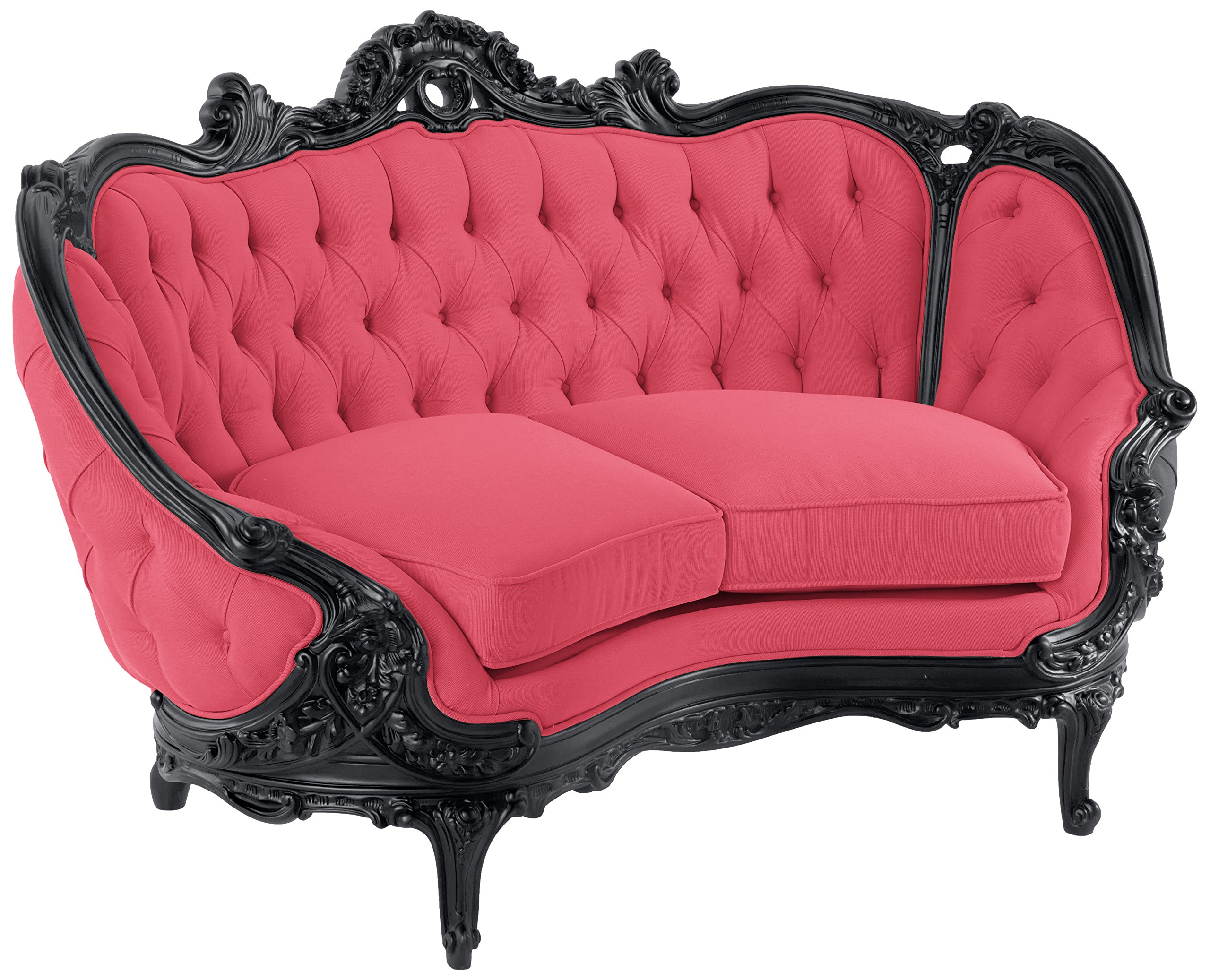 Loveseat With Canvas Hot Pink Upholstery Onix Black Finish