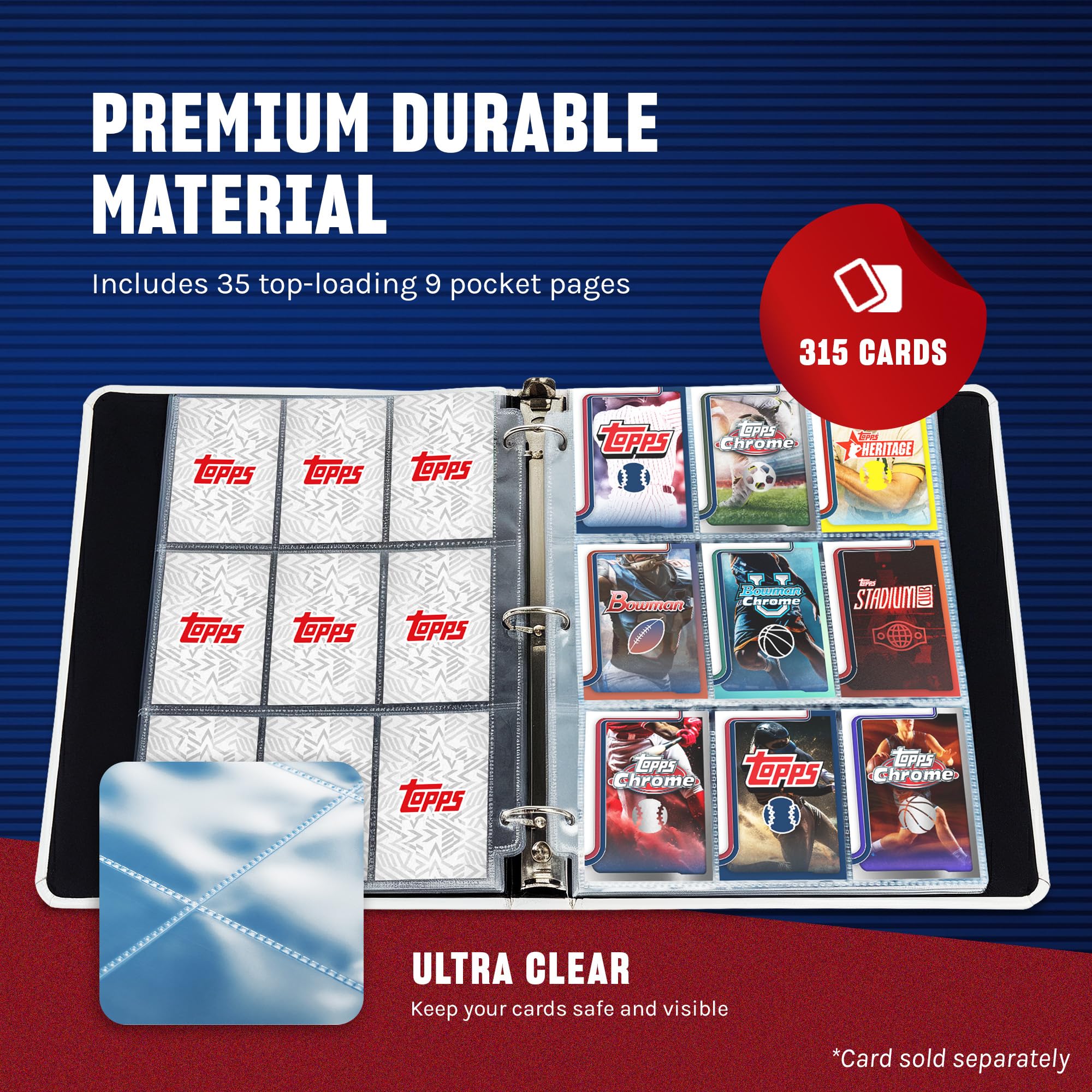 Amazon.com: Topps Basketball Binder - 9 Pocket Trading Card Binder, Premium  Durable Material, 35 Top-Loading Pages, 450 Card Capacity, Folder for  Collectible Card Games, Sports, TCG : Toys & Games
