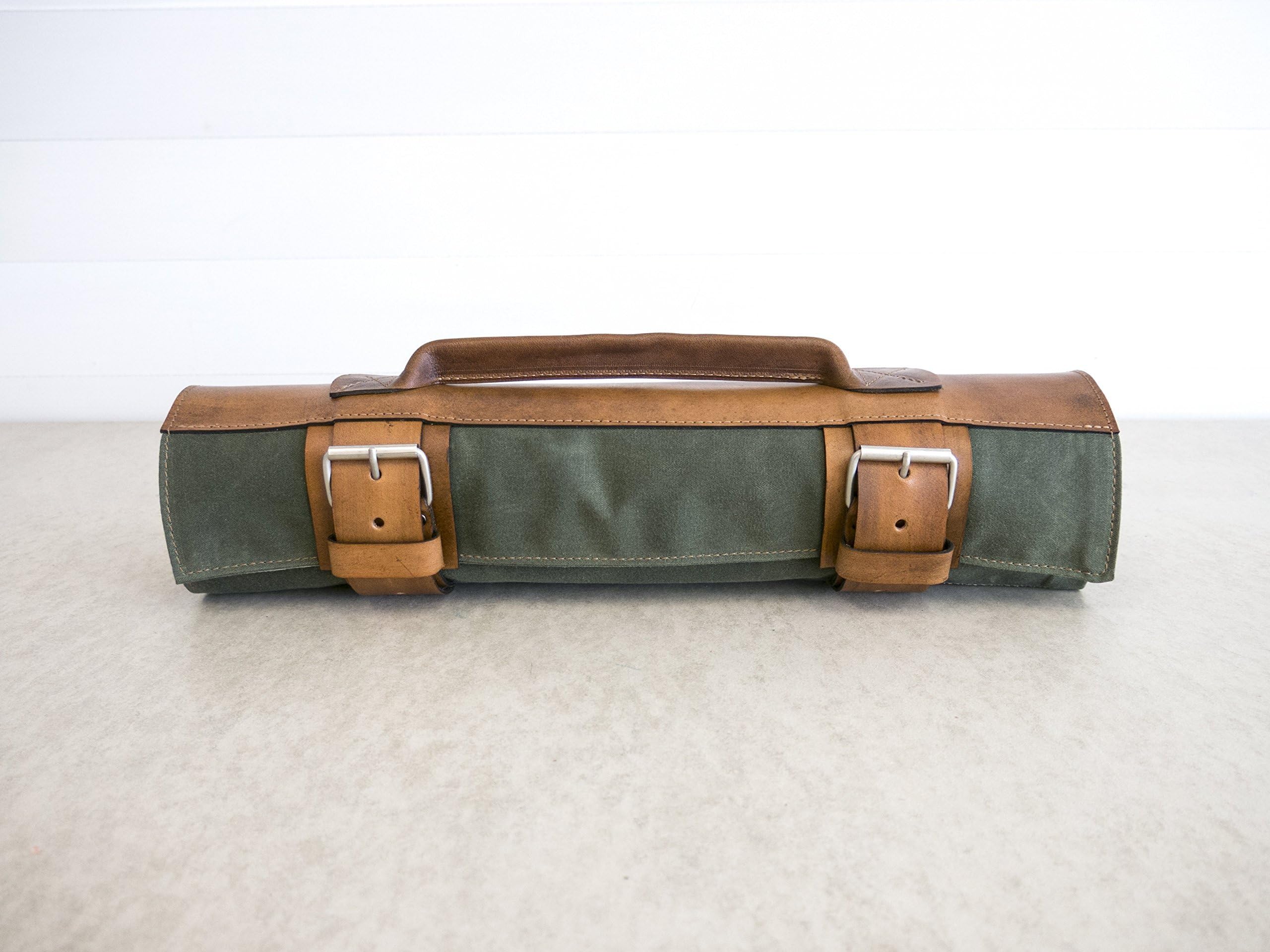 Waxed Canvas Chef's Roll: Olive