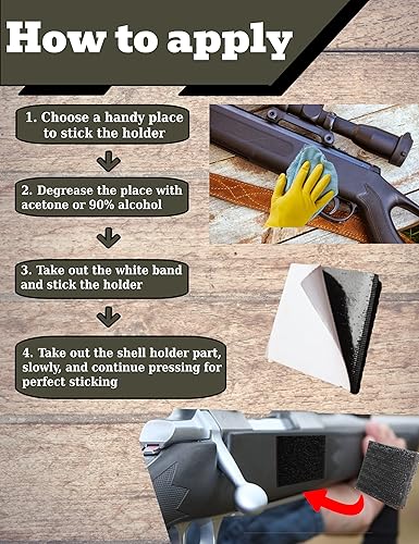 Miniatura 7 de Underalert Escopeta con giros de metal y acolchado de neopreno y 3 soportes de carcasa para 12GA con velcro y adhesivo en la parte trasera