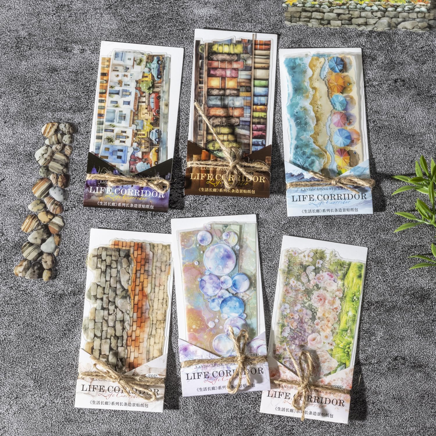 Alideco 120pcs Scrapbook Stickers Vintage Plants Flowers Bookshelf Stone Wall Waves Scrapbooking Junk Journal Crafts Embelishment Decoration Stickers (shenghuochanglang)