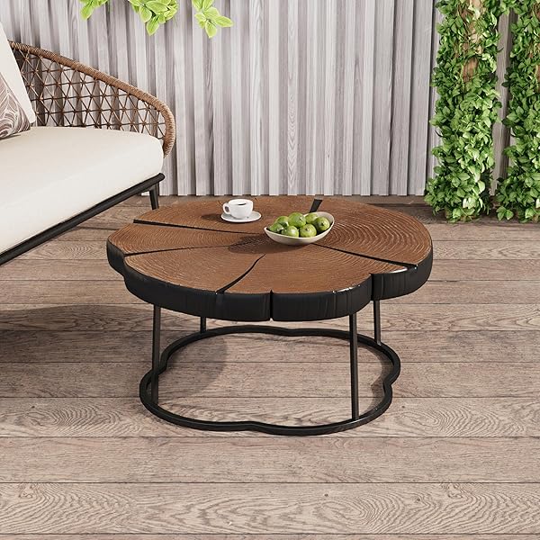 Modern Organic-Shaped Wood-Grain Table