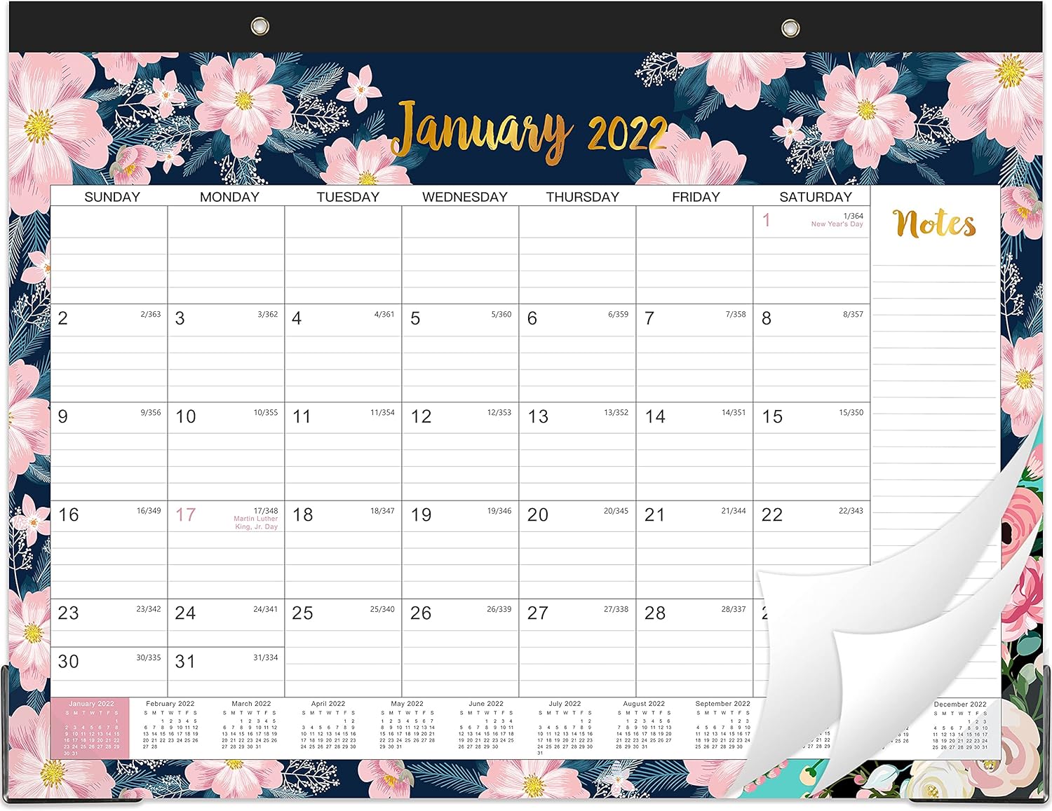 2022 Desk Calendar - 12 Monthly Desk/Wall Calendar, 22'' x 16.8", Monthly Desk Calendar, January 2022 - December 2022, Large Ruled Blocks, Perfect for Planning and Organizing Your Home or Office : Everything Else