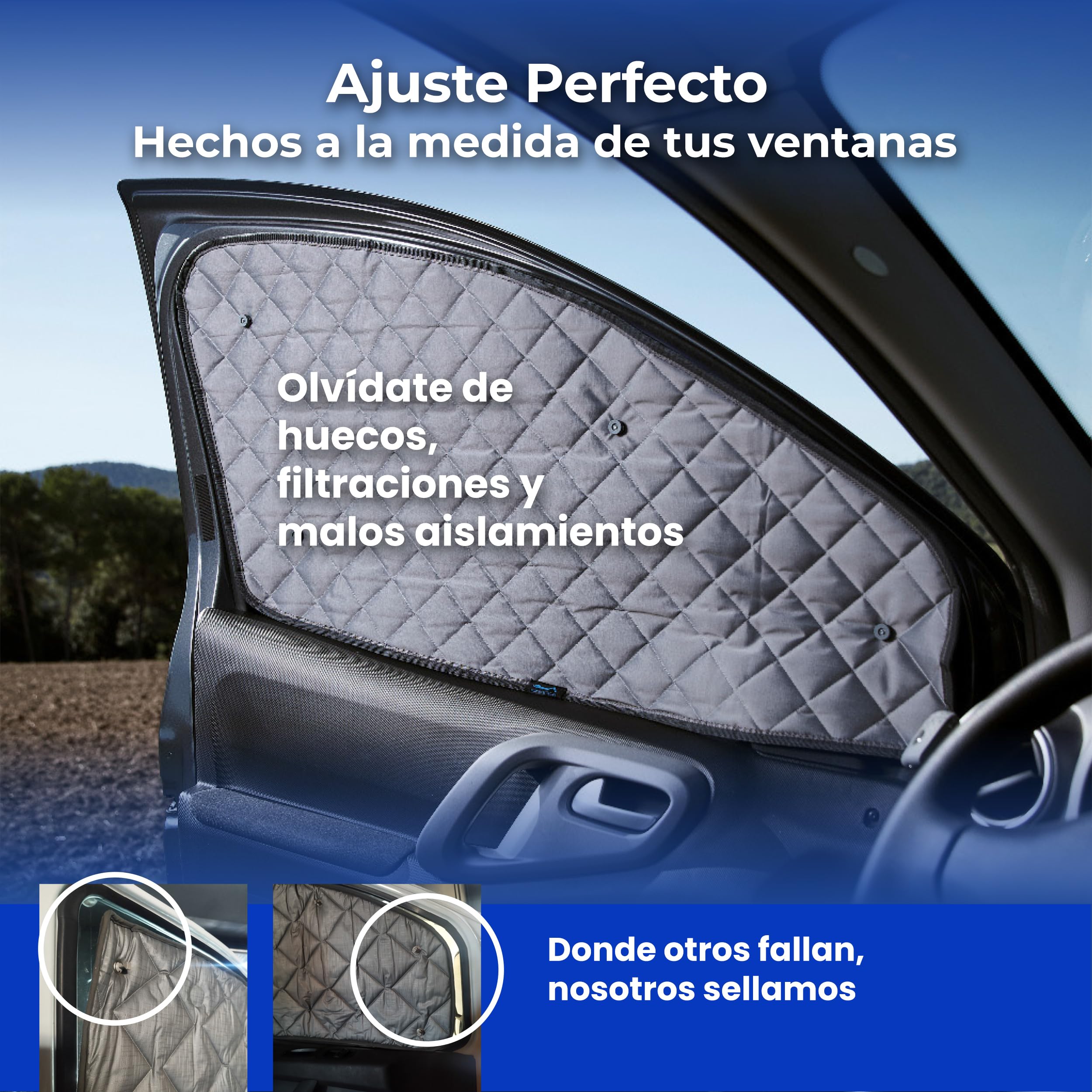 Parasol Furgoneta Camper NV200 Evalia - Aislantes térmicos y Oscurecedores - 8 Piezas Ajuste Interior Gris