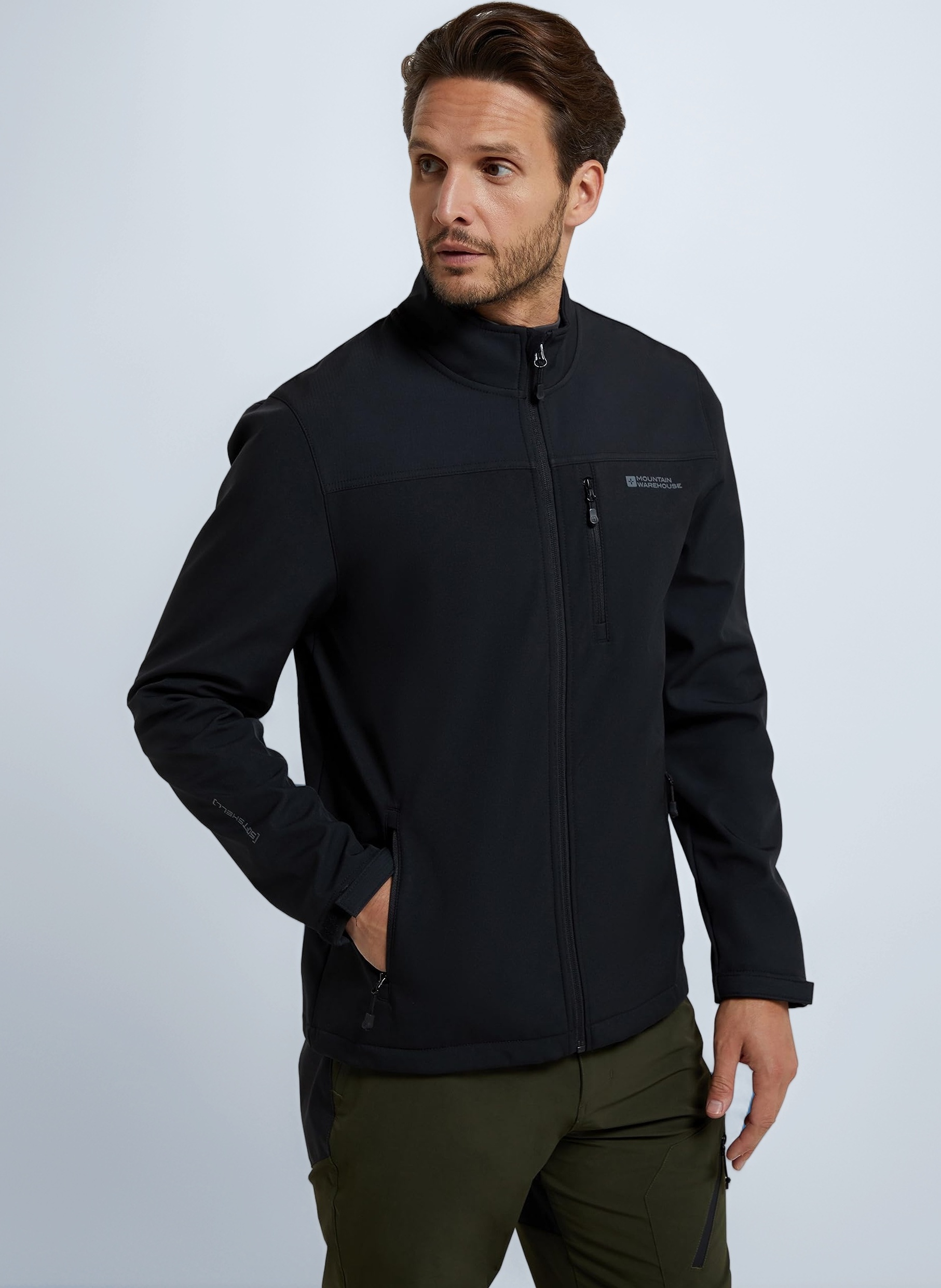 Mountain Warehouse Grasmere Mens Softshell Jacket - Water Resistant Raincoat, Breathable Mens Coat, Lightweight Jacket, Bonded Fabric - Ideal For Spring Summer