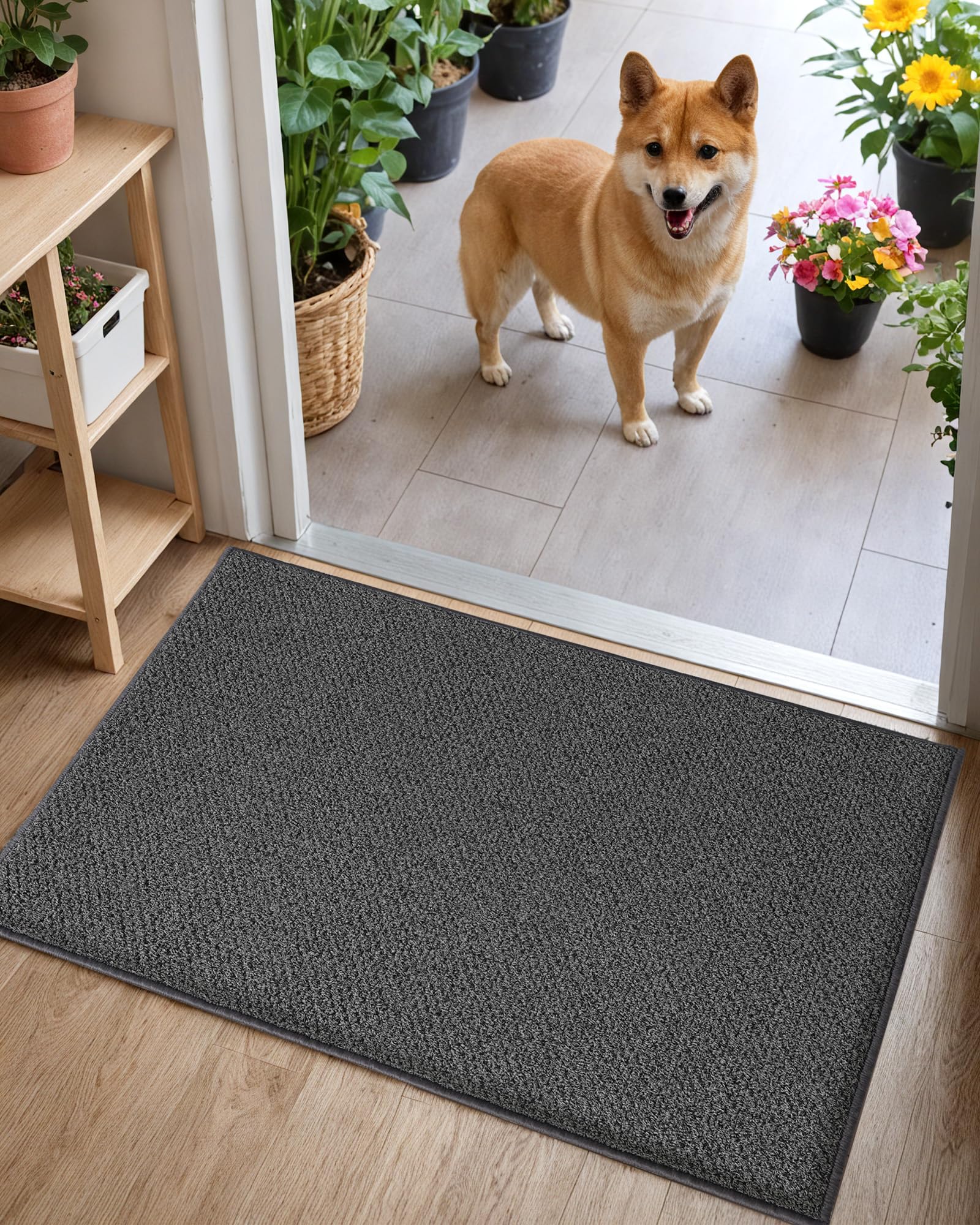 Color&Geometry Large Thin Front Door Mat Indoor Entrance Non Slip Rubber Backed, 32"x48" Indoor Door Mats For Entryway, Dirt Trapper Double Doormat, Washable Front Door Rugs, Charcoal Grey - View #8