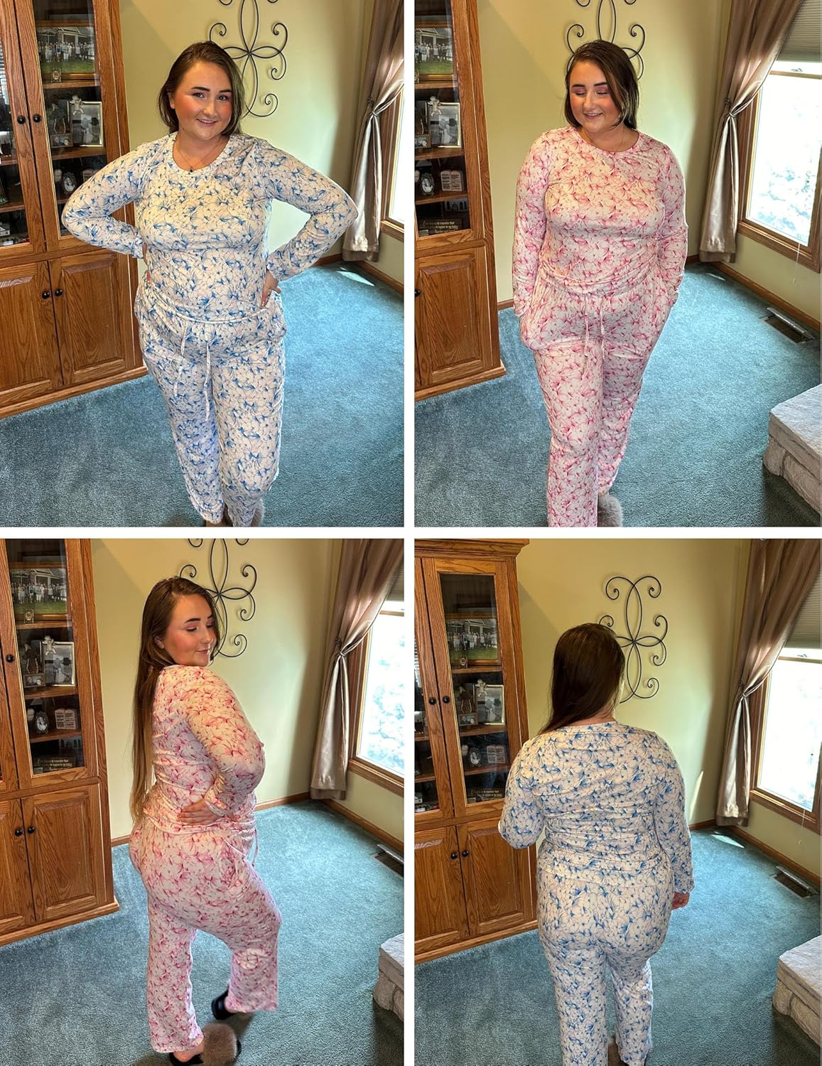 Ekouaer 2 Pack Womens Pajama Sets Long Sleeve Pjs Lounge Set Soft Comfy Sleepwear Winter Loungewear - Image 6