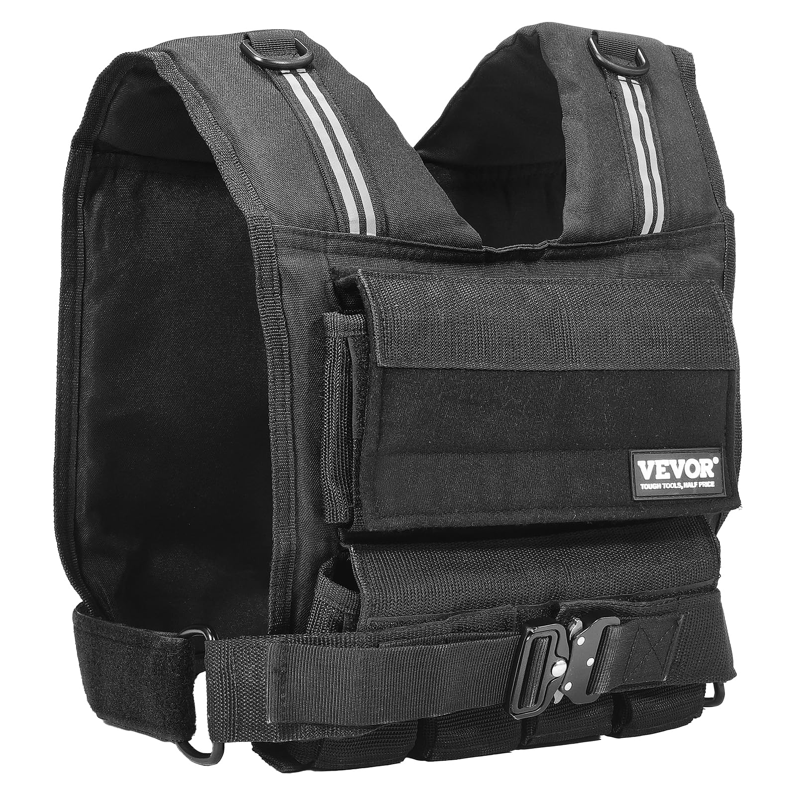 VEVOR Giubbotto con Pesi Regolabile 15,85kg, Giubbotto con Pesi 16 Blocchi di Ferro, Spalline e Striscia Riflettente per Allenamento Fisico, Attrezzatura da Allenamento Bodybuilding, Corsa, Jogging