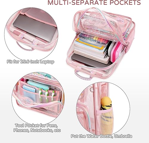 Miniatura 5 de Mochila transparente para niñas y mujeres, mochila transparente para niños, escuela primaria, universidad, mochila de viaje para laptop, mochilas