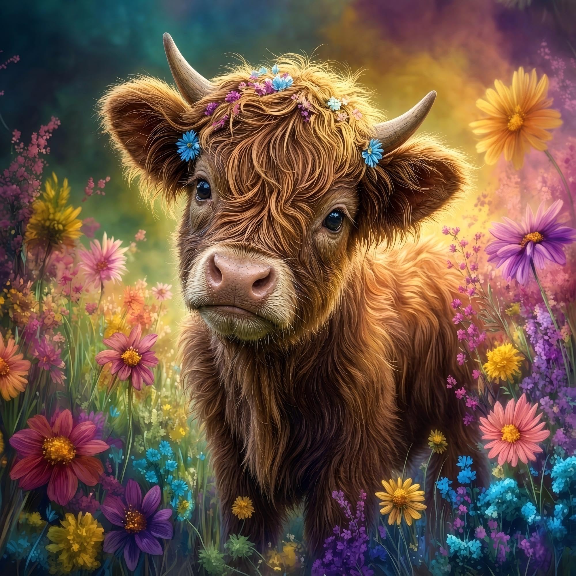 Jiqinsiye 5D Highland Cow Diamond Painting Adults, Animal Diamond Art Kits — image 1