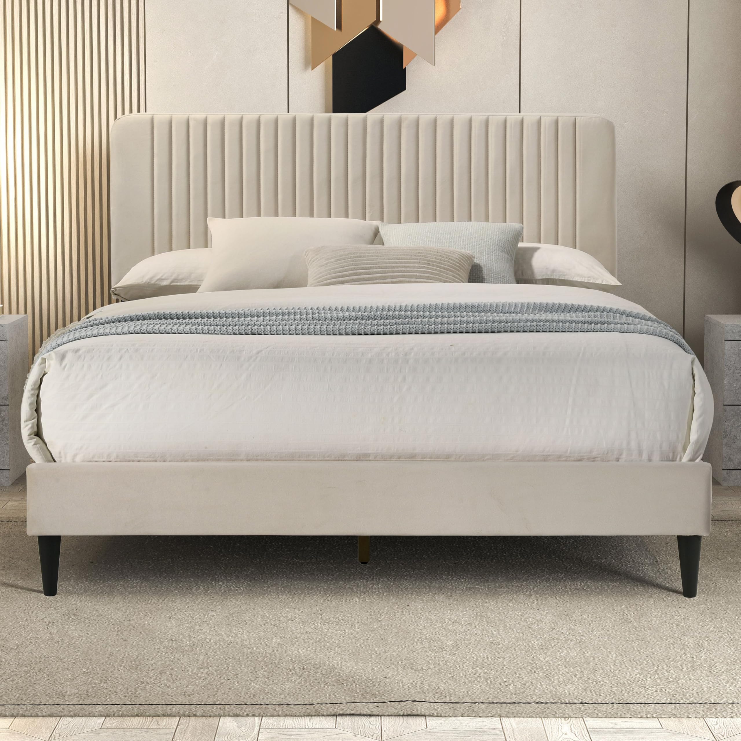 Galano Melrose Double Bed with mattress and bedding in a bedroom setting